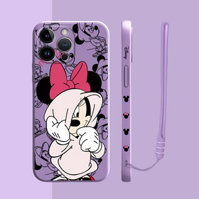 Housse iPhone Mickey et Minnie en Sweat - Coque de Haute Protection avec Cordons Offerts