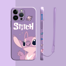 Coque iPhone Couple Stitch et Angel - Coque de Haute Protection avec Cordonnette Offerte