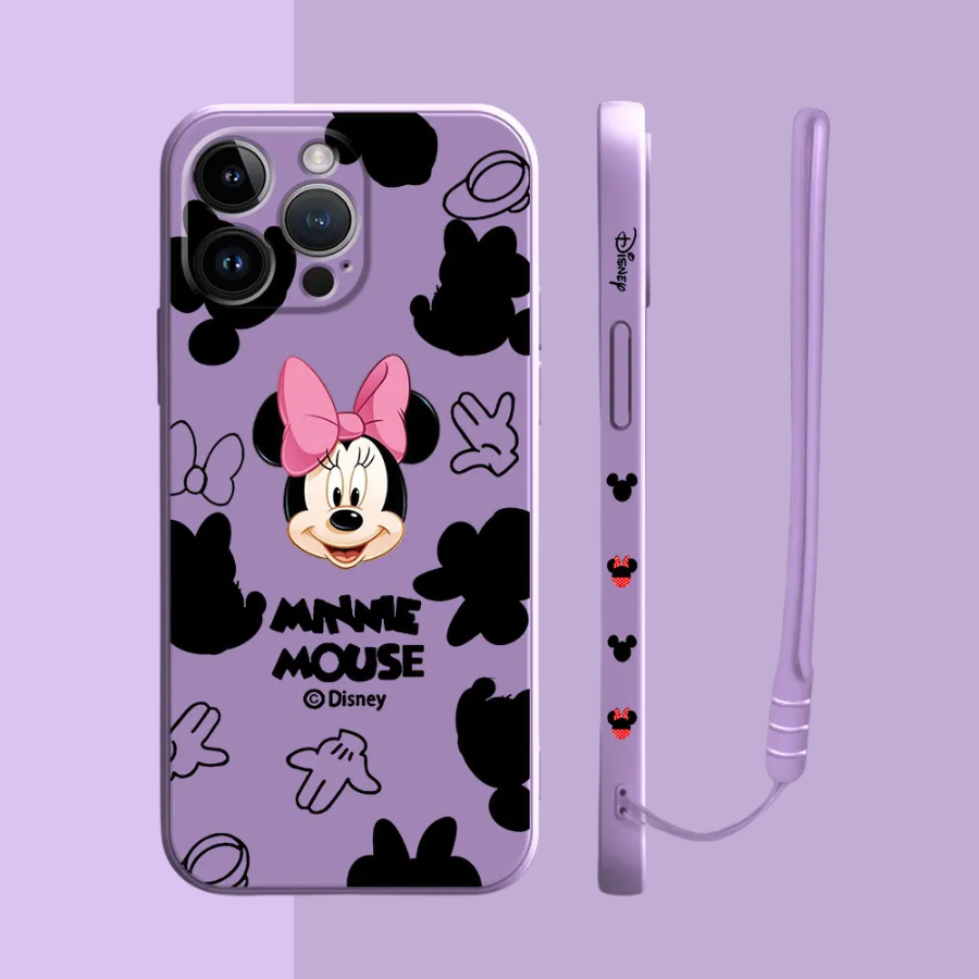 Coque iPhone Mickey Mouse et Minnie - Étui de Haute Protection avec Cordon Offert