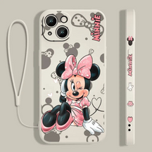 Coque iPhone Mickey et Minnie Disney - Coque de haute protection avec cordon en cadeau