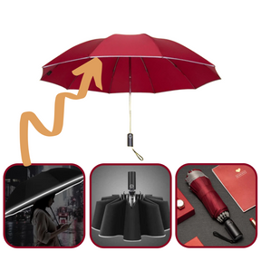 Parapluie inversé LED à bandes réfléchissantes