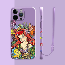 Coque iPhone Princesse Ariel - Étui de Haute Protection avec Cordon Offert