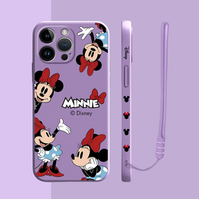 Coque iPhone Couple Disney Mickey et Minnie - Étui de Haute Protection avec Cordonnette Offerte