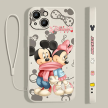 Coque iPhone Mickey et Minnie Disney - Coque de haute protection avec cordon en cadeau