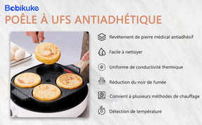 Poêle à Pancakes - Poêle 4 Emplacements Antiadhésive en Aluminium