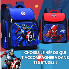 Sac à dos Enfant Premium de Grande Capacité Super Héros - Captain America et Spider-Man