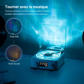 Enceinte Bluetooth Vinyle Rétro - Avec des Lumières Formant de Belles Vagues