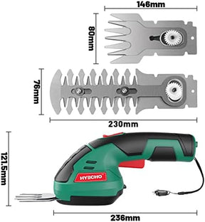 Taille Haie Électrique Sans Fil - Cisaille à Gazon 2 en 1 - Batterie 2,0Ah 2 Lames