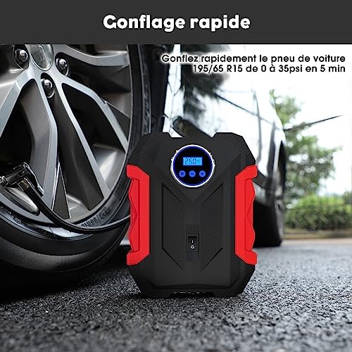 Gonfleur Compresseur Pneu Voitures - Compresseur à Air Portatif 12V avec Jauge