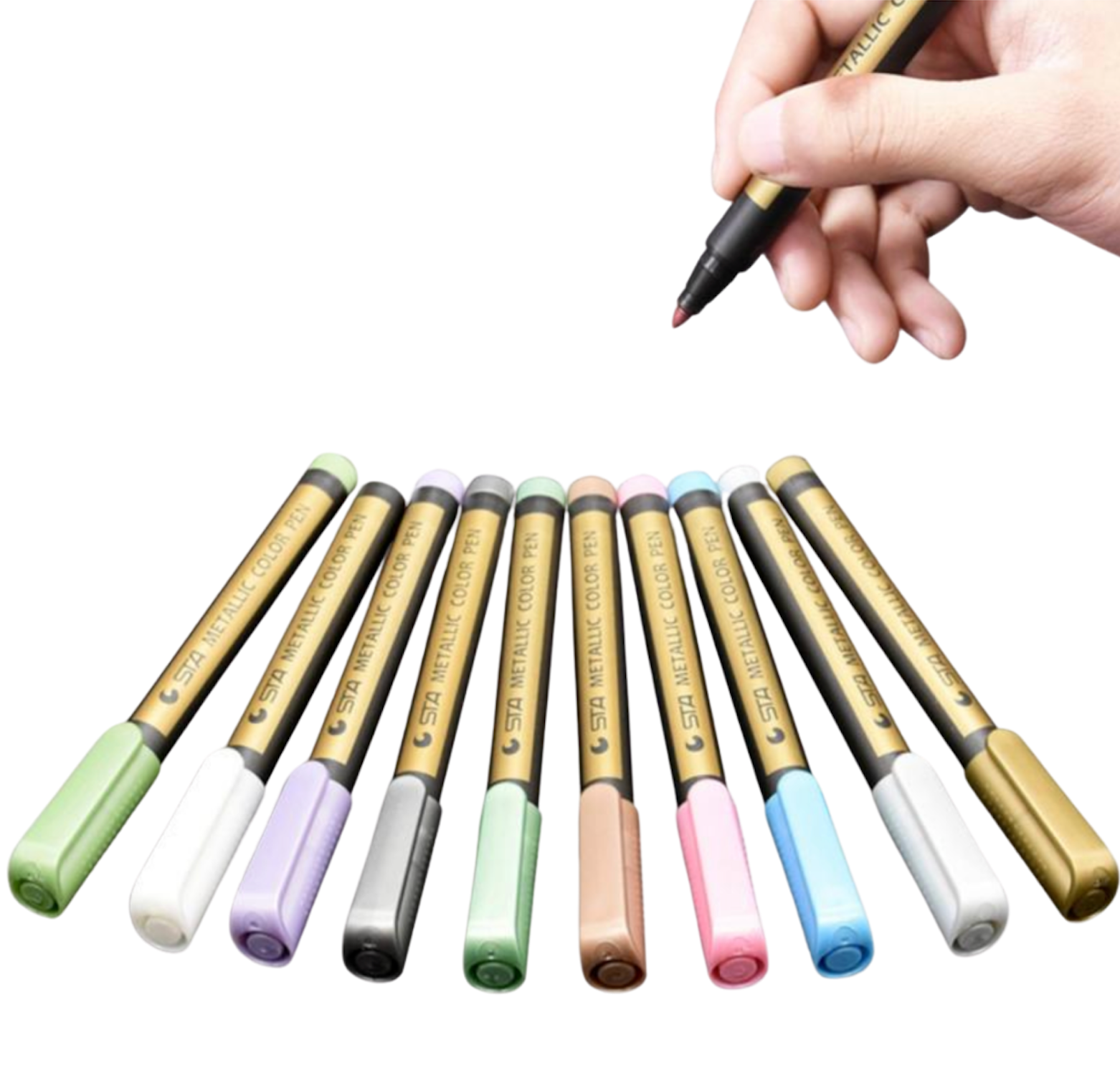 Stylos marqueurs couleurs effet métallique (Pack de 10 stylos)