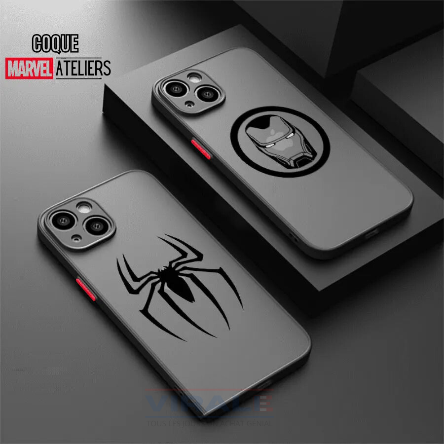 Coque iPhone Logo Translucide des Super-Héros Marvel - Étui de Haute Protection et Résistance