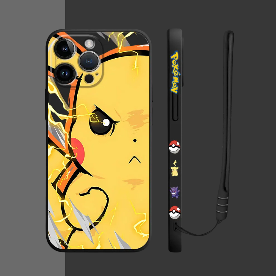 Coque iPhone Pokémon Pikachu et Gengar - Coque de Haute Protection avec Cordonnette Offerte