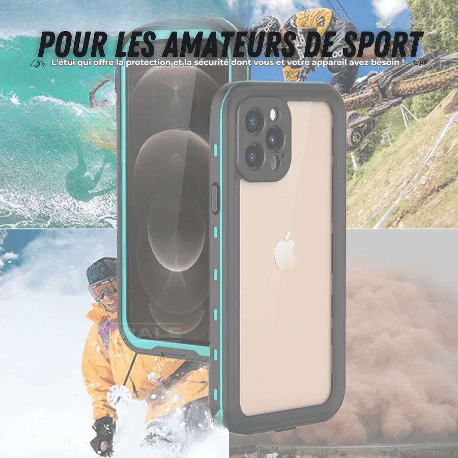 Coque iPhone 100% étanche et protection anti-choc 360° - Avec bracelet flottant offert