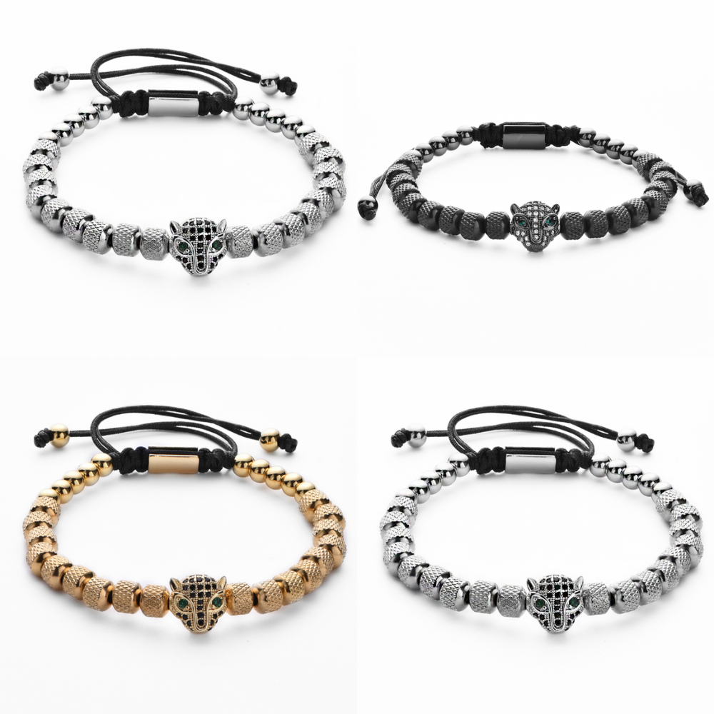 Kit 3 Bracelets LUXURY PANTHER - Acier Inoxydable Plaqué Or et Argent Sertis de Cristaux de Zirconium [Dernières pièces en promotion !]