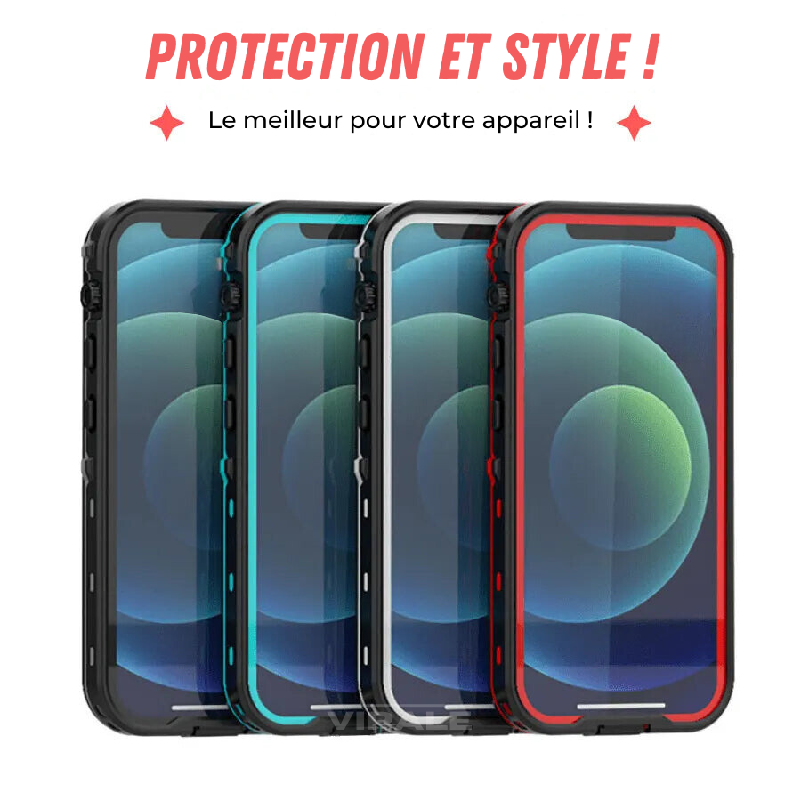 Coque iPhone 100% étanche et protection anti-choc 360° - Avec bracelet flottant offert