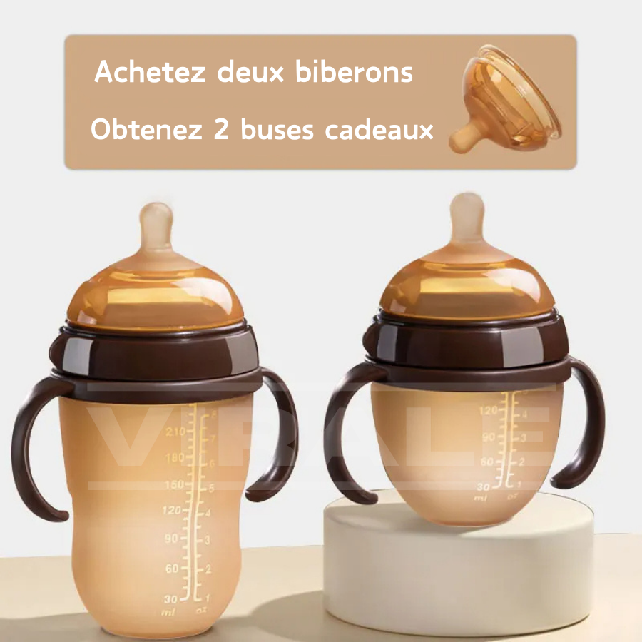 Biberon pour Bébé Simulant le Sein Maternel Naturel - Texture de Peau, Super Doux et Confortable avec Système Anti-Étouffement