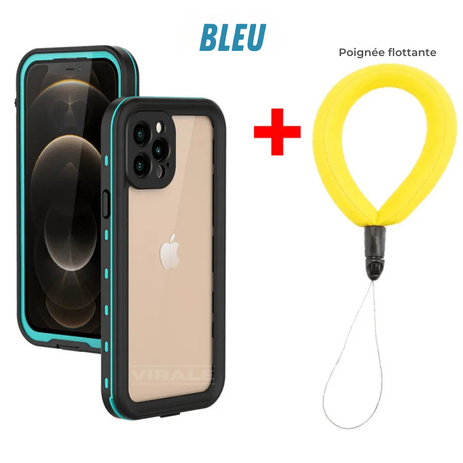 Coque iPhone 100% étanche et protection anti-choc 360° - Avec bracelet flottant offert