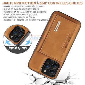 Ensemble Magnétique Portefeuille en Cuir Slim + Coque en Cuir pour iPhone - [PROMOTION 2 EN 1 50% DE RÉDUCTION]