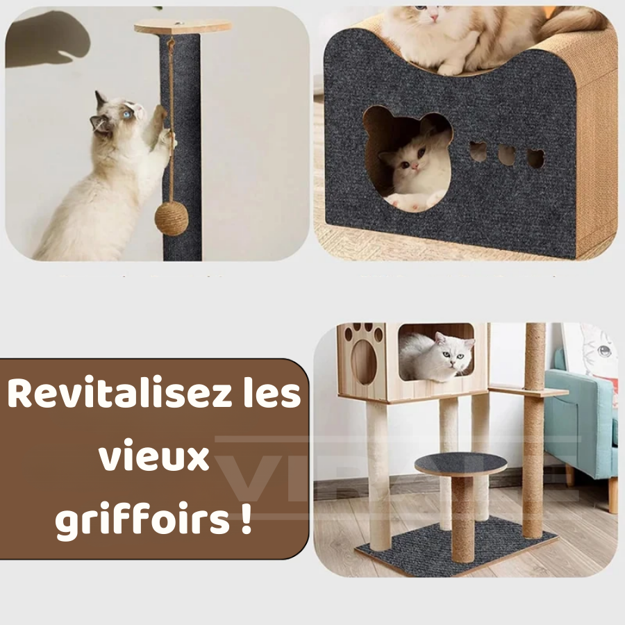 ACHETEZ 2 OBTENEZ 4 - Griffoir pour Chats en Tapis Adhésif Catz | Protecteur de Meubles et de Canapés - Protégez ou Renouvelez Votre Canapé en Quelques Secondes