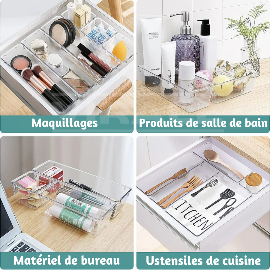 Kit d'Organisateurs en Acrylique Premium - Organisez Vos Tiroirs, Votre Maquillage et Bien Plus Encore avec Style et Praticité