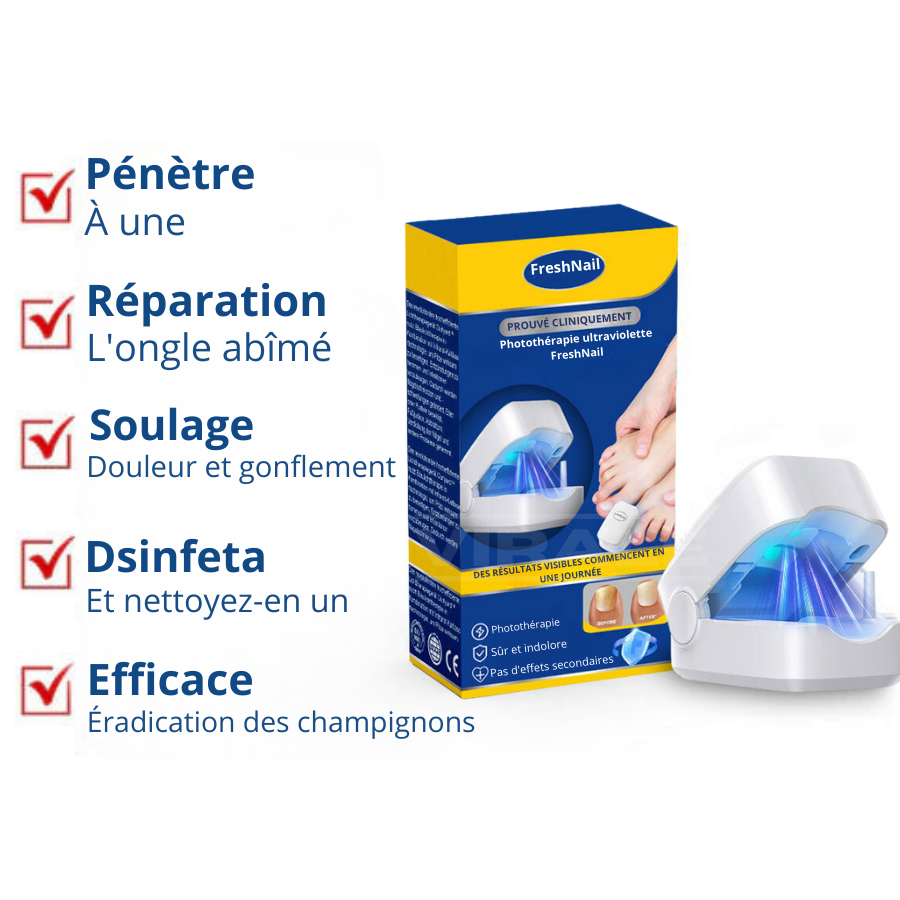 Dispositif de Photothérapie Ultraviolette FreshNail - Traitement Efficace contre les Maladies et Champignons des Ongles [LIQUIDATION DERNIÈRES UNITÉS - 50% de Réduction]