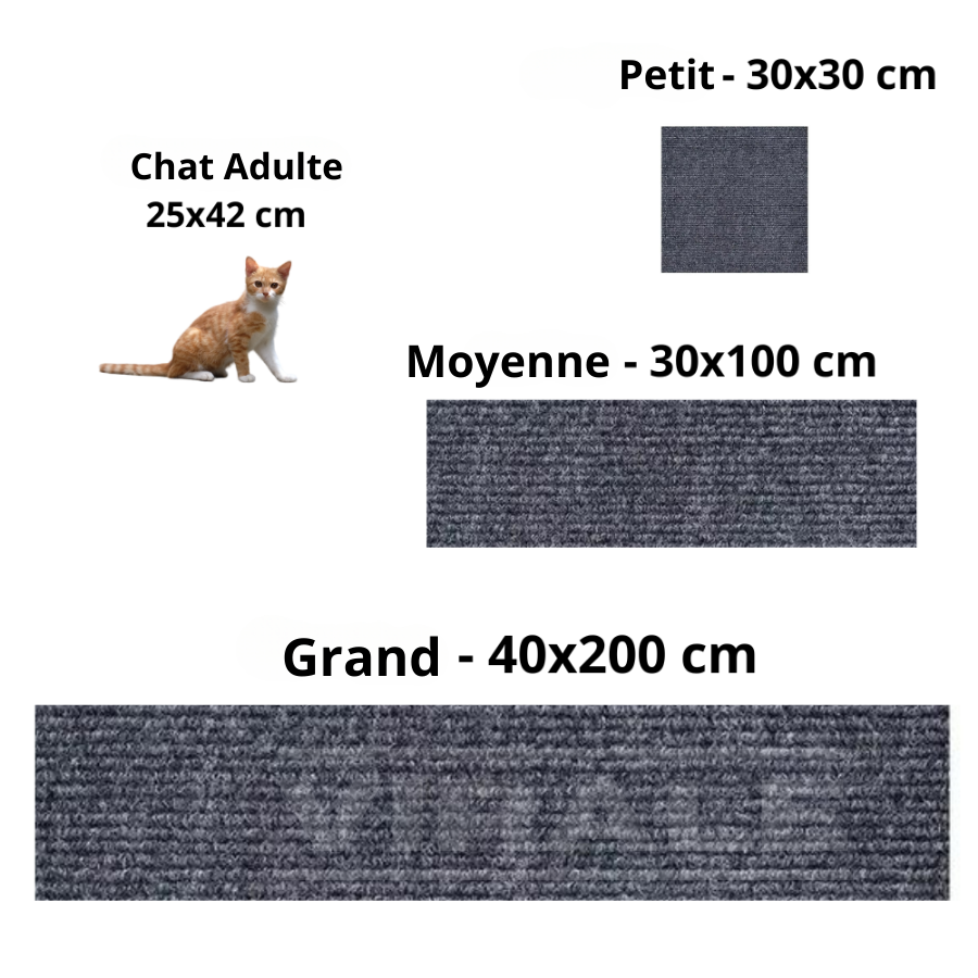 ACHETEZ 2 OBTENEZ 4 - Griffoir pour Chats en Tapis Adhésif Catz | Protecteur de Meubles et de Canapés - Protégez ou Renouvelez Votre Canapé en Quelques Secondes