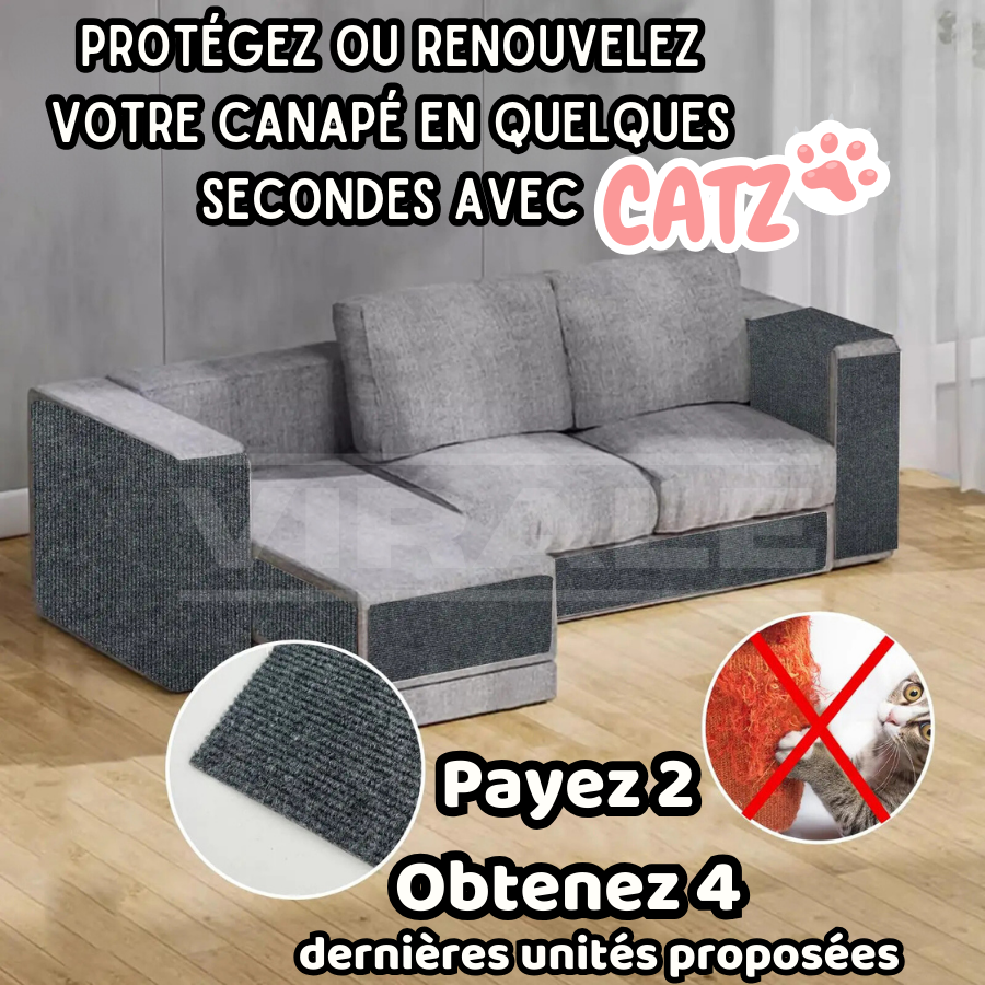 ACHETEZ 2 OBTENEZ 4 - Griffoir pour Chats en Tapis Adhésif Catz | Protecteur de Meubles et de Canapés - Protégez ou Renouvelez Votre Canapé en Quelques Secondes