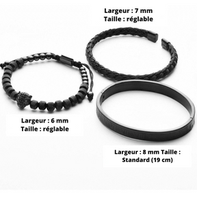 Kit 3 Bracelets LUXURY PANTHER - Acier Inoxydable Plaqué Or et Argent Sertis de Cristaux de Zirconium [Dernières pièces en promotion !]