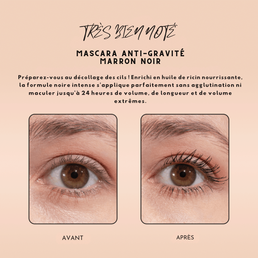 Mascara anti-gravité de haute qualité noir intense