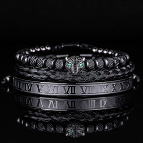 Kit 3 Bracelets LUXURY PANTHER - Acier Inoxydable Plaqué Or et Argent Sertis de Cristaux de Zirconium [Dernières pièces en promotion !]