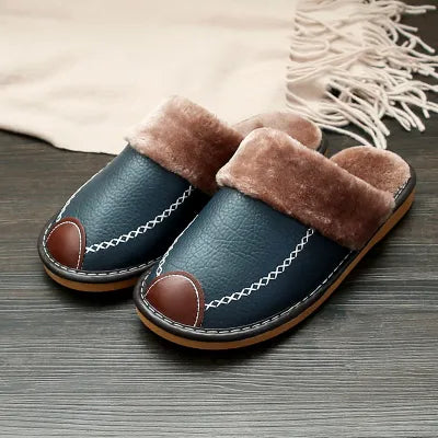 Chaussons d'hiver en cuir avec fourrure intérieur chaudes