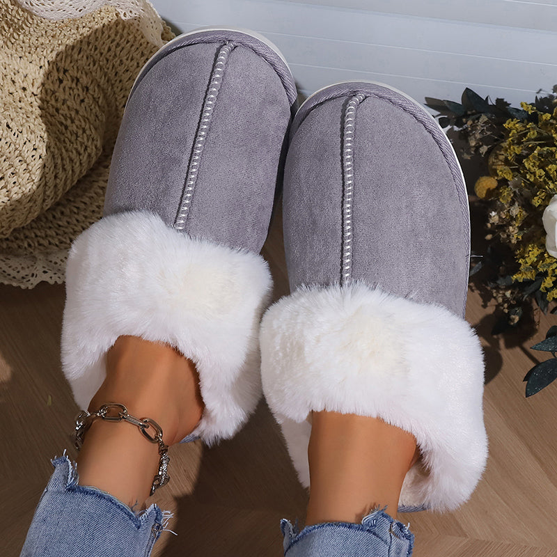 Chaussons Femmes Hiver avec Fourrure - Chaussons d’Intérieur Chaud et Doux