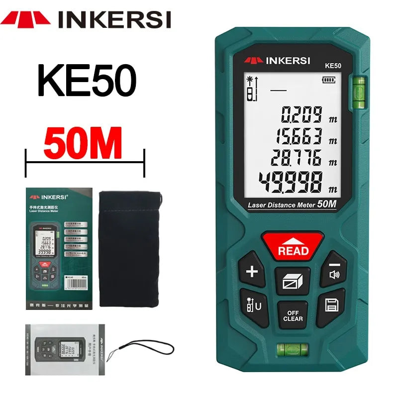 Télémètre Laser 50m - Mètre Laser Numérique avec Réflecteur - 2 Niveaux à Bulles et Rétroéclairage LCD