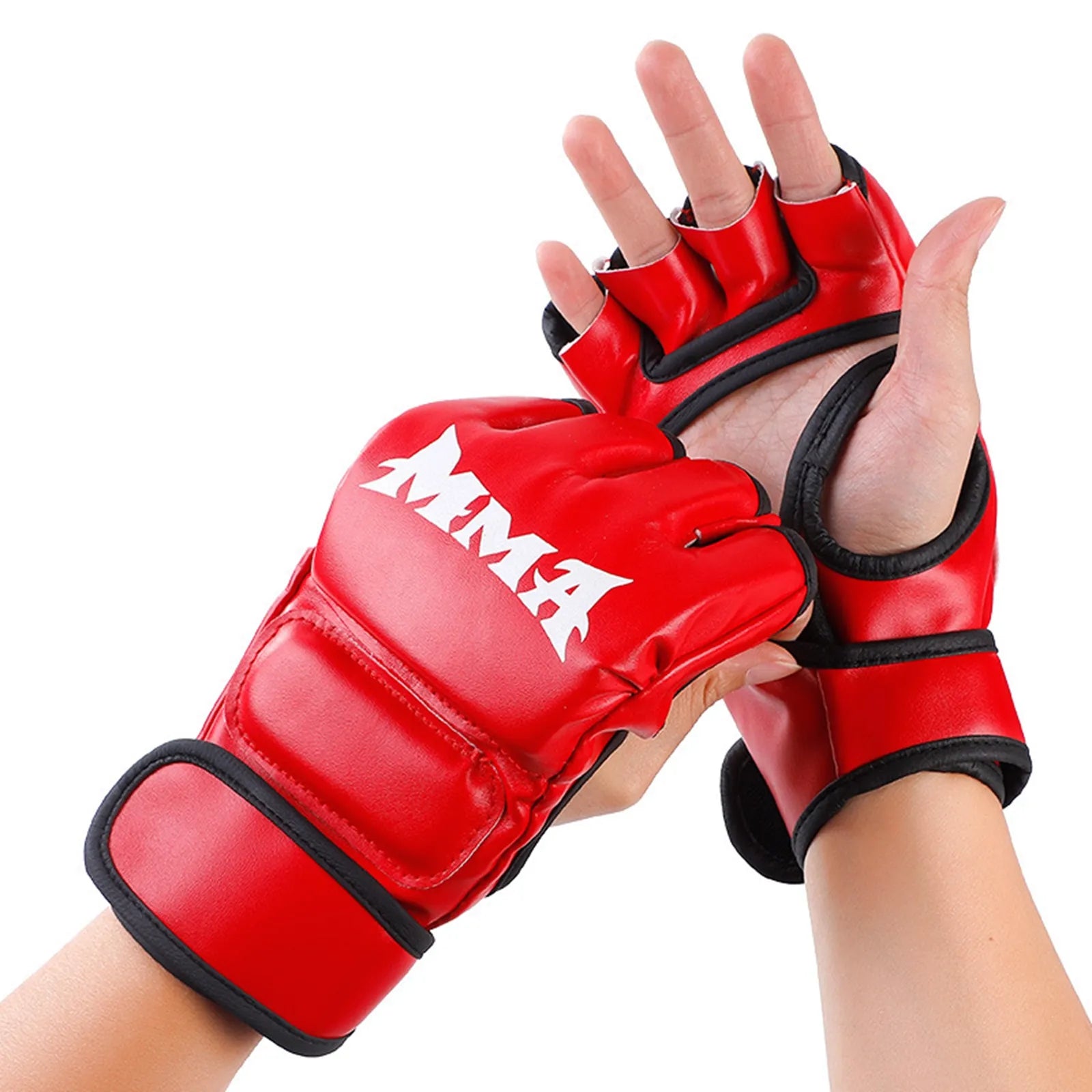 Gants MMA - Gants UFC Hommes et Femmes - Gants en Cuir sans Doigts Combats