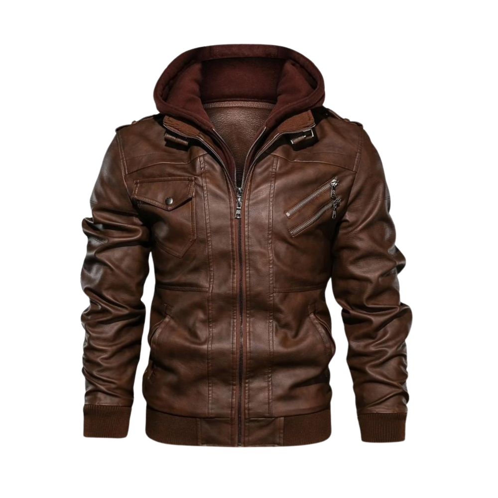 Veste de motard marron en cuir