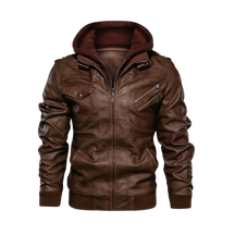 Veste de motard marron en cuir