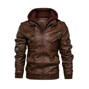 Veste de motard marron en cuir