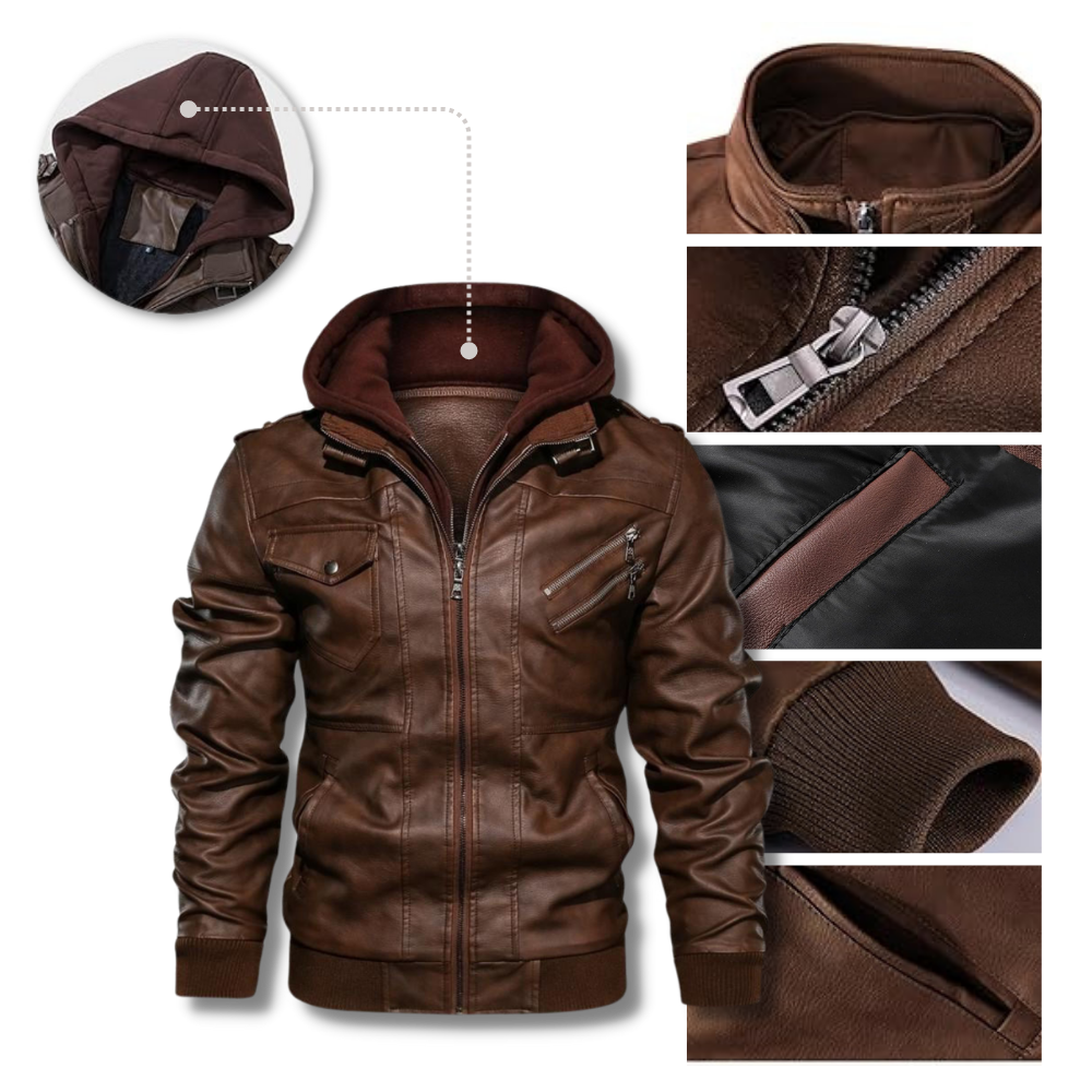 Veste de motard marron en cuir