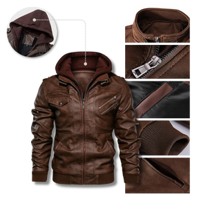 Veste de motard marron en cuir