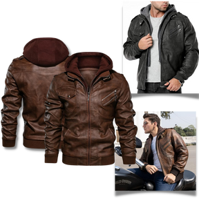 Veste de motard marron en cuir