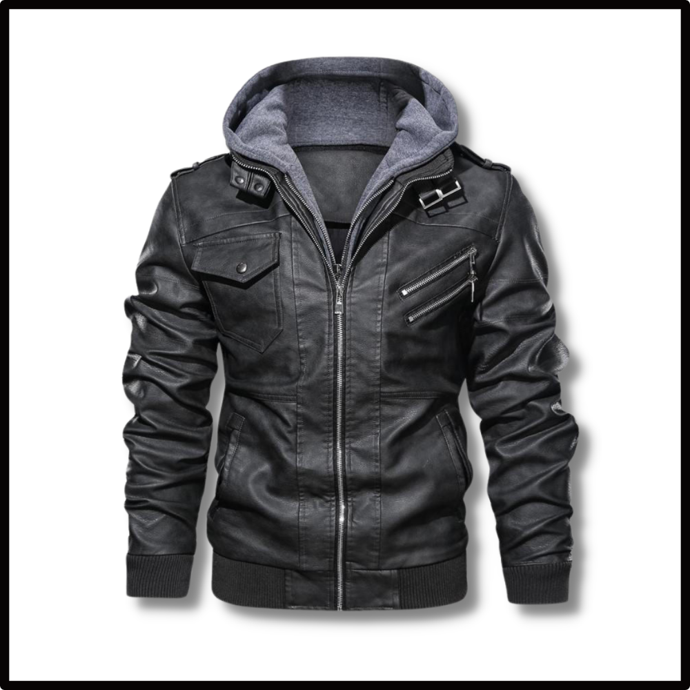 Veste de motard marron en cuir