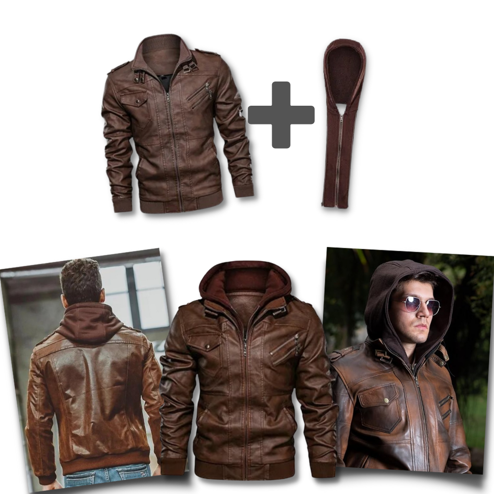 Veste de motard marron en cuir