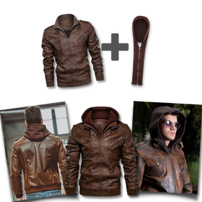 Veste de motard marron en cuir