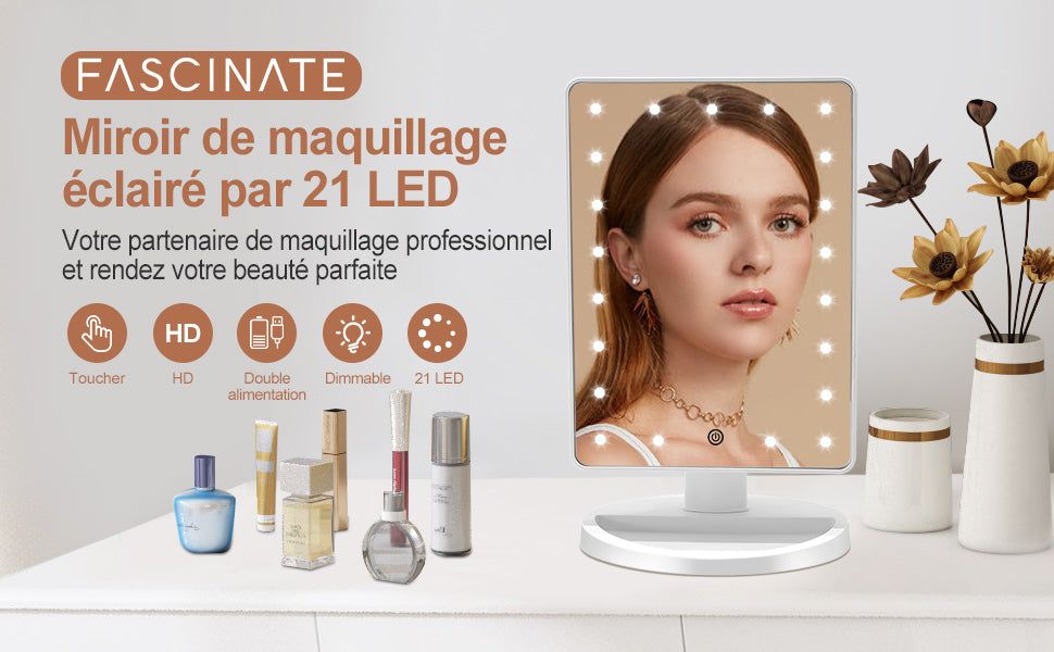 Miroir de Maquillage Lumineux - Coiffeuse de Maquillage à LED