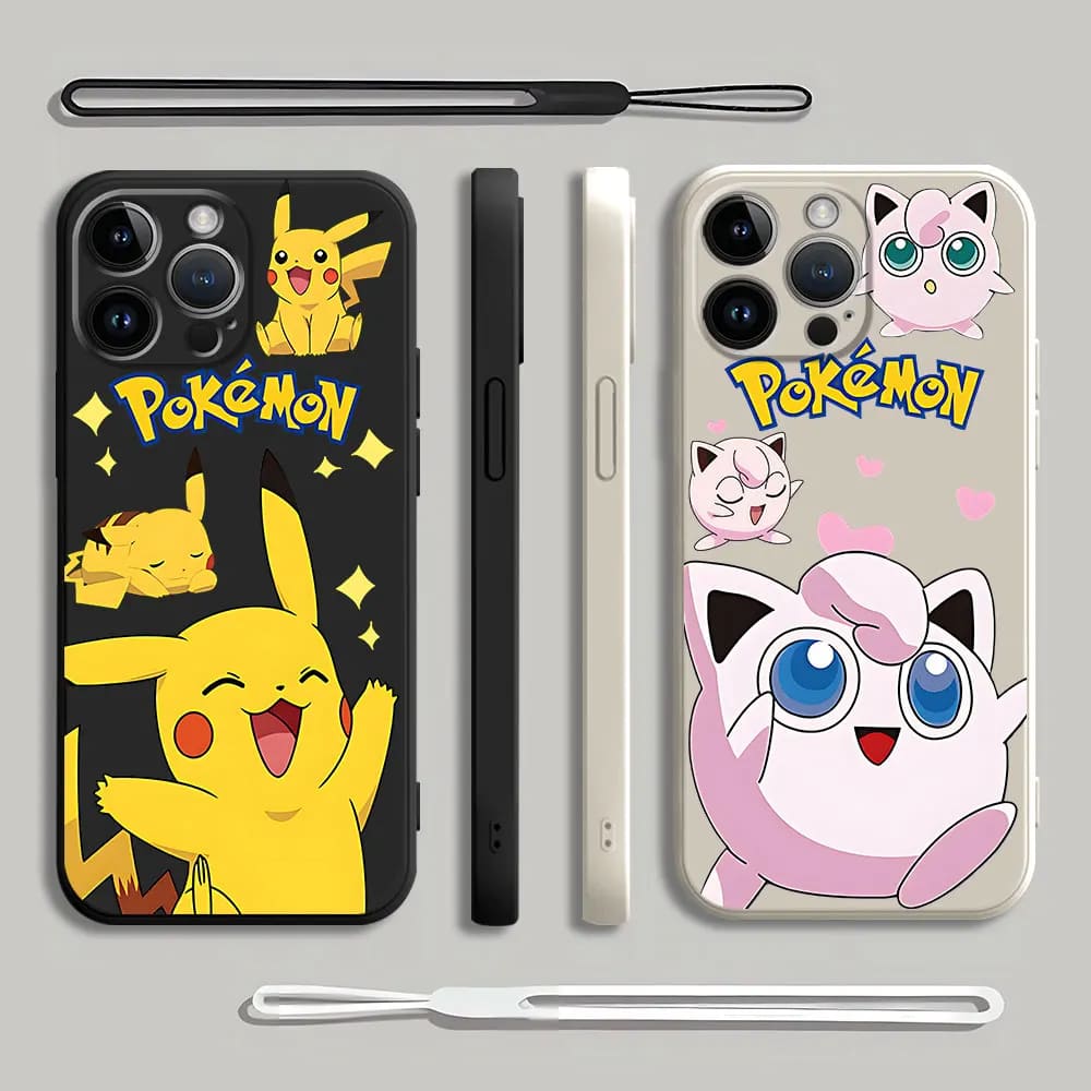 Coque iPhone Pikachu et Jigglypuff - Coque de Haute Protection avec Cordon Offert