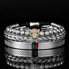 Bracelet Leopard Élégance; Bijou en acier inoxydable plaqué or et argent; Bracelet chic pour homme; Élégance sauvage dans un bijou; Accessoire de mode sophistiqué; Design contemporain avec motif léopard; Bracelet tendance et raffiné; Bijoux durables et résistants; Bracelet plaqué or et argent; Élégance moderne pour toutes les occasions; Bracelet avec une touche d'originalité; Accessoire qui attire le regard; Bijou qui complète votre style; Bracelet élégant et audacieux; 