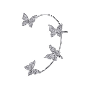 Boucle d'Oreille Ear Cuff Papillon - Plaqué or et serti de zirconias