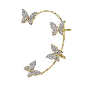 Boucle d'Oreille Ear Cuff Papillon - Plaqué or et serti de zirconias