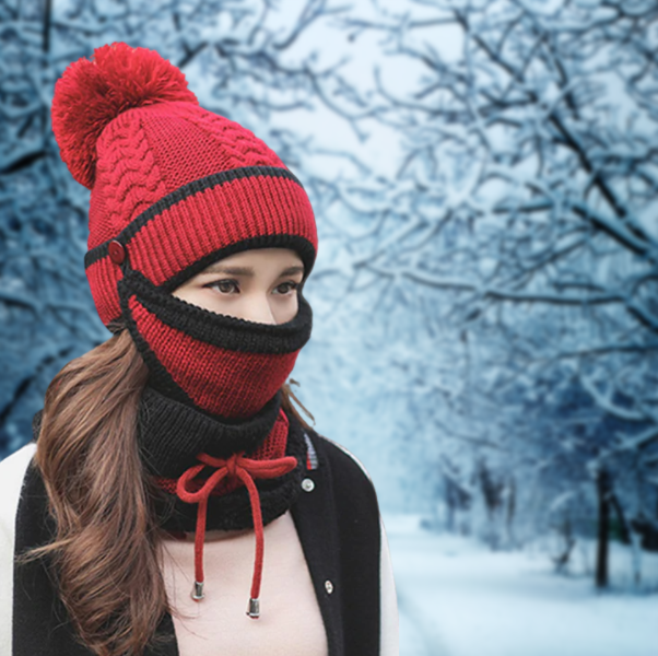 Ensemble bonnet d'hiver (bonnet, écharpe, masque)