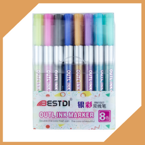 Stylo marqueur double ligne (Lot de 8)